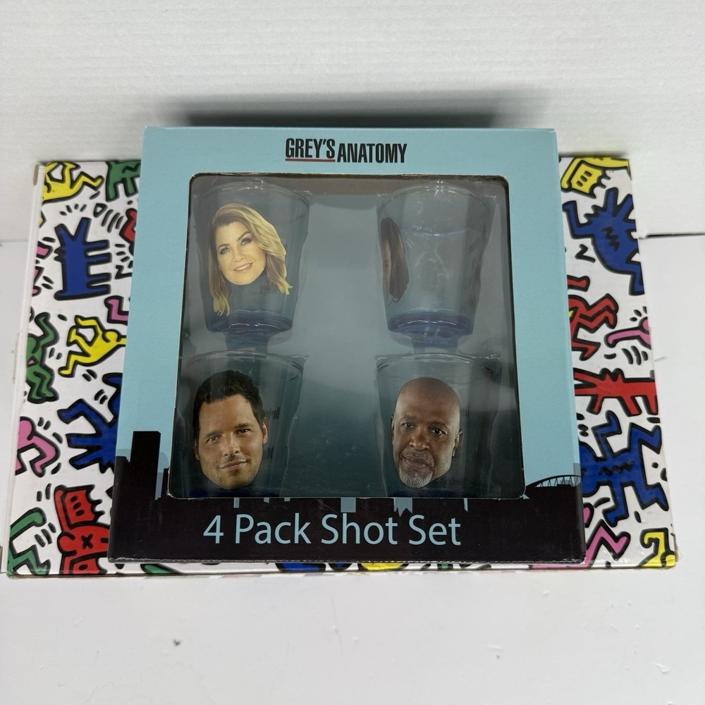 Greys Anatomy Cup Shots Christmas Xmas Gift Glass 2oz Custom Cup Set Of 4 - Picture 4 of 4